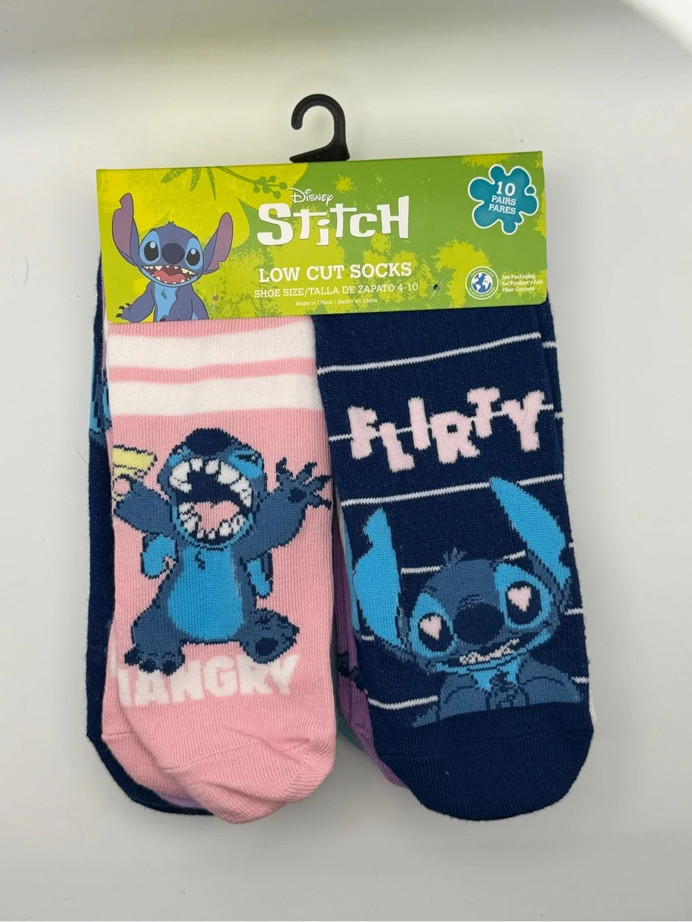 Disney Woman's Stitch Low Cut Sock Set - Pink, Navy, White, Teal